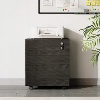 Zásuvkový kontejner Kancelářský kontejner na kolečkách se zásuvkami na klíč, mobilní skříňka, černá