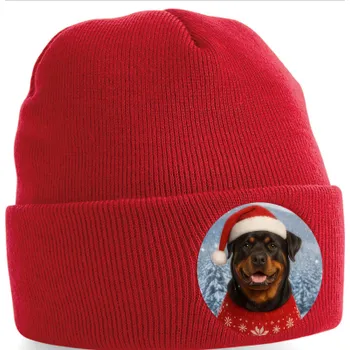 Čepice ON-DESIGN Zimní vánoční čepice s Rotvajlerem Barva: červená