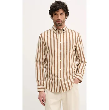 Pánská košile Bavlněná košile Tommy Hilfiger MW0MW41715 hnědá 82X, vel. XXL