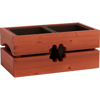 Truhlík Dřevěný truhlík BYLINKÁČ 2 čtyřlístek - teak - VÝPRODEJ Opalovaný