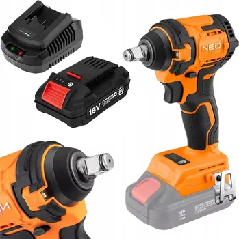 NEO Aku Rázový utahovák bezkartáčový 350 Nm 1/2" + Akumulátor 2 Ah + Nabíječka