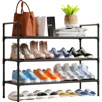 Botník Malý KOVOVÝ botník se 4 policemi, skříňka, stojan na boty, 45 cm