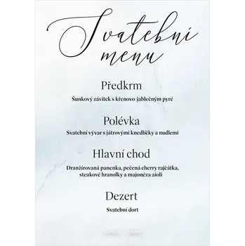 Svatební dekorace Svatební menu 300