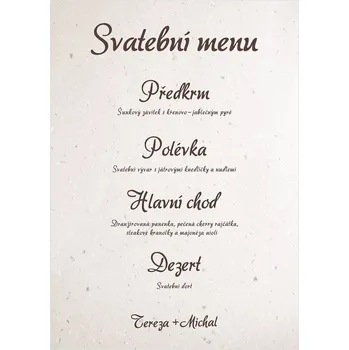 Svatební dekorace Svatební menu 192