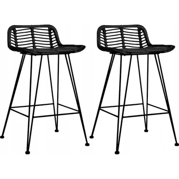 Barová židle Barové židle z ratanu, černé, 46x48x79 cm, kovové nohy