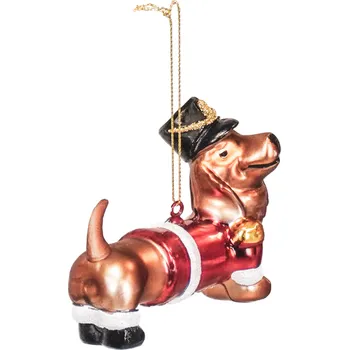 Vánoční ozdoba Závěsná ozdoba - Pes s čepicí