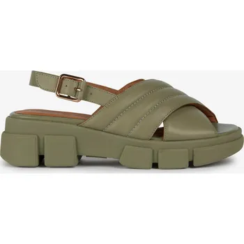 Dámské sandále Zelené dámské kožené sandály na platformě Geox - Dámské GEOX kaki 2257217