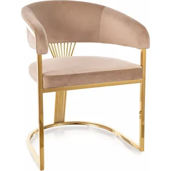 Křeslo Jídelní křeslo Crown Velvet béžové/zlaté