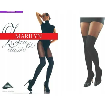 Dámské punčochy Hladké Punčocháče Marilyn Černé dámské punčocháče s efektem sahajícím po kolena, 60 denier, černé Nero, velikost 3/4