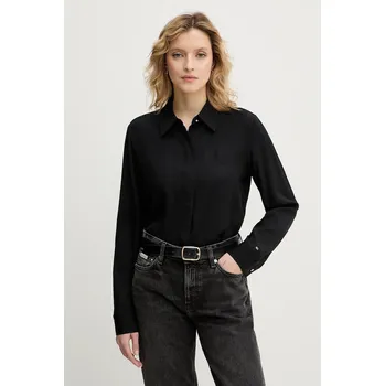 Pánská košile Košile Tommy Hilfiger WW0WW48180 černá 99X, vel. 38