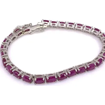 Řetízek Jan Kos jewellery Stříbrný náramek s rubínem MHT-4717/S318