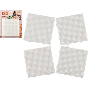 Dětské navlékací korálky Lowlands Podložka na zažehlovací korálky Hama - napojovací čtverec 4ks na kartě 20x24x3cm