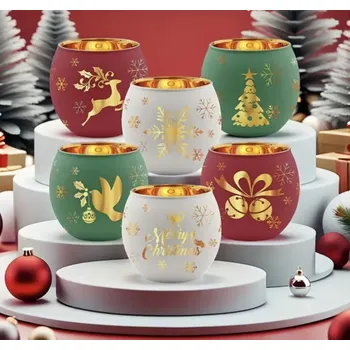 Svícen Skleněný svícen - VÁNOCE - ČERVENÝ - 1 ks (Značka: ARTINHOME)