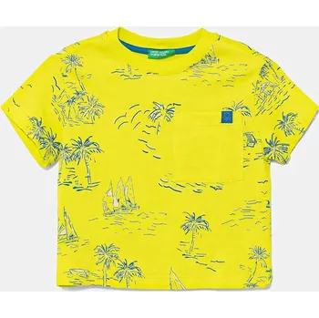 Oblečení a móda Dětské bavlněné tričko United Colors of Benetton 3PDQG10JN.P.Seasonal žlutá 10A, vel. 82