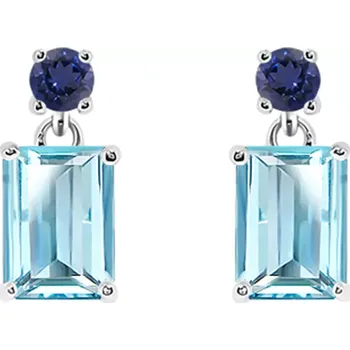 Náušnice Glim Blue Topaz + Lolit - stříbrné náušnice s modrým topazem a lolitem