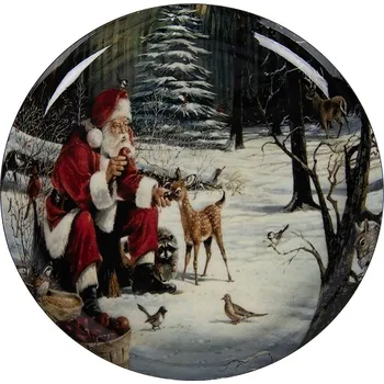 Vánoční dekorace Clayre & Eef - Dekorativní kovová miska SANTA CLAUS 66416