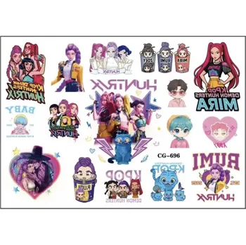 Odstranitelné tetování Dětské dočasné tetování - KPOP DEMON HUNTERS - KPOP LOVKYNĚ DÉMONŮ (D) (Značka: TAKARA TOMY)