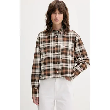 Pánská košile Bavlněná košile Guess Jeans W5BH39.WGMH1 hnědá 88X, vel. L