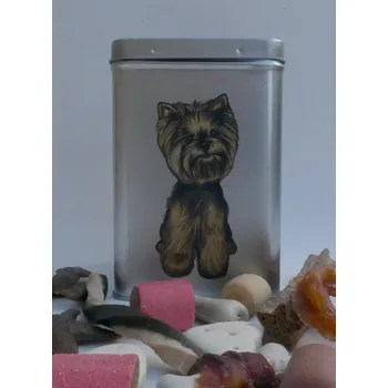 Chovatelství Jorkšírek - plechová dóza s pamlsky pro psy (30 pamlsků)