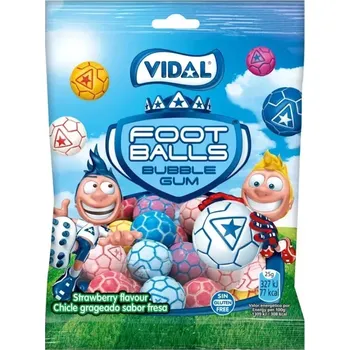 Bonbon Žvýkačky VIDAL - FOOTBALL 90 g - fotbalové míče - VÝPRODEJ !!! DMT: 6/2025 (Football Gum Ball / žvýkačky s kyselou náplní žvýkačka)