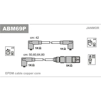 Zapalovací kabel JANMOR Sada kabelů pro zapalování JNM ABM69P