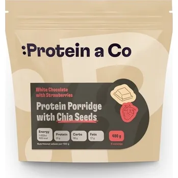 Protein Protein a Co Protein&Co proteinová kaše s chia 480 g - Jahoda s bílou čokoládou