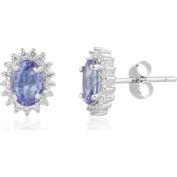 Náušnice Jan Kos jewellery Stříbrné náušnice s tanzanitem MHT-4689/SF