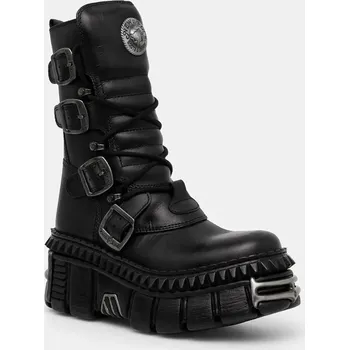Dámské kozačky Kožené kotníkové boty New Rock ITALI NEGRO NOMADA + TOWER CASCO + ACERO PICOS M.WALL373.S10 černá 99X, EUR 40