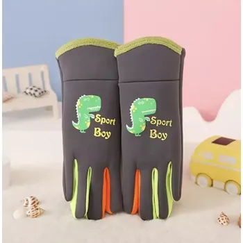 Rukavice Zimní termo rukavice - TMAVĚ ŠEDÉ - DINOSAURUS - (3-6 let) (Značka: KUANGNIAN)