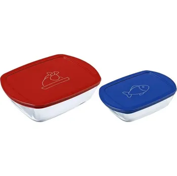 Dóza na potraviny SADA 2x Skleněná dóza na potraviny PYREX 1,2/2,5 l