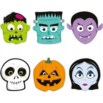 Karnevalová maska Papírové Masky Halloween Monstrum Zombie 6 ks