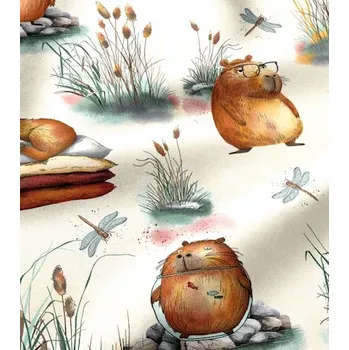 Bavlněná látka bobr na bílé | RTex