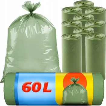 Pytle na odpadky PYTLE NA ODPADKY 60L 100 KUSŮ ZELENÉ KLASICKÉ SILNÉ 10 ROLÍ