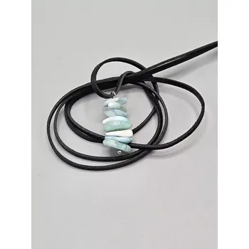 Náhrdelník Náhrdelník Larimar AA sekaný - přívěsek na kůži