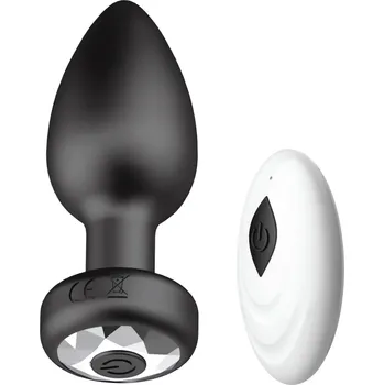 Sensual A127 Vibrační anální kolík s dálkovým ovládáním 9 cm, 10 režimů, černý