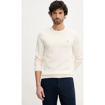 Pánský svetr Bavlněný svetr Tommy Hilfiger pánský, béžová barva, MW0MW41643 01X, vel. S