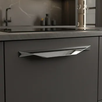 Nábytkové kování Rujzdesign Úchytka VALENCIA / Lesklý chróm 96 mm