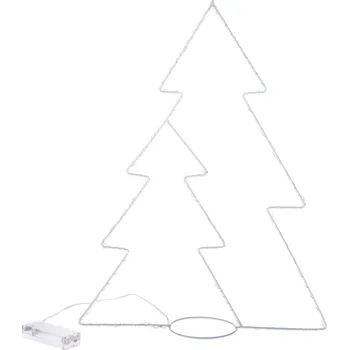 Vánoční dekorace Vánoční svítící dekorace stromky, 45 x 33 cm, 25 LED, stříbrná