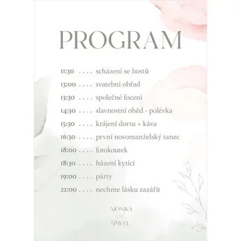 Svatební dekorace Svatební harmonogram 338