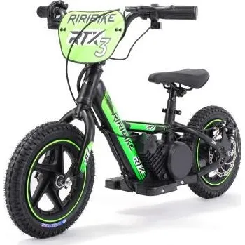 Odrážedlo Dětské elektrické odrážedlo RIRIBIKE RTX3 24V (12”), zelené, Lithiová baterie, 100W motor