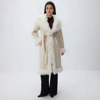 Dámský kabát Reserved - Kabát s umělou kožešinou - krémová - 057HV-01X - 057HV-01X-S