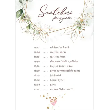 Svatební dekorace Svatební harmonogram 349