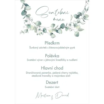 Svatební dekorace Svatební menu 258