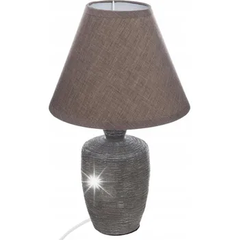 Stojací lampa KERAMICKÁ LAMPA Balvy hnědá STÍNÍTKO Z LÁTKY