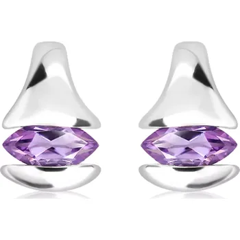 Náušnice Orchid S Amethyst - stříbrné náušnice s fialovým ametystem