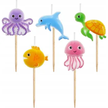 Dortová svíčka Svíčky Zapichovátka Podmořský Svět 5 ks Narozeniny