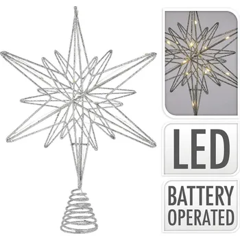 Vánoční dekorace Špička na stromek 20LED HVĚZDA 33cm STŘ