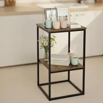 Knihovna Regál se dvěma policemi 'Loft 2'. Barva: hnědá, černá.