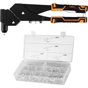 Nýtovací pistole NEO TOOLS Vícepolohová nýtovací pistole pro ocelové a hliníkové nýty + sada nýtů