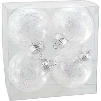 Vánoční dekorace Sada vánočních baněk, transparentní, plast, 4 ks 37371
